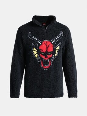 Netflix Stranger Things Men's Plush Fleece Quarter Zip Sweatshirt, Size XL NWT
